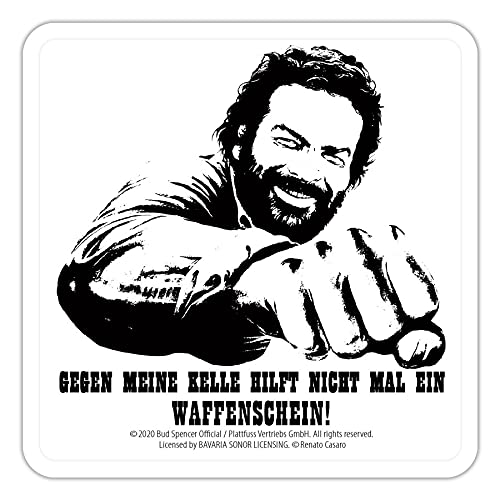 Blechwarenfabrik Braunschweig Bud Spencer Gegen meine Kelle hilft nicht mal ein Waffenschein Bierdeckel aus Blech Mehrfarbig, Maße: 10cm x 10cm, DC04 von Blechwaren Fabrik Braunschweig GmbH