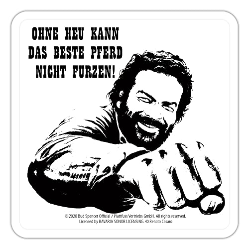 Blechwarenfabrik Braunschweig Bud Spencer Ohne Heu kann das beste Pferd nicht furzen Bierdeckel aus Blech Mehrfarbig, Maße: 10cm x 10cm, DC03 von Blechwaren Fabrik Braunschweig GmbH