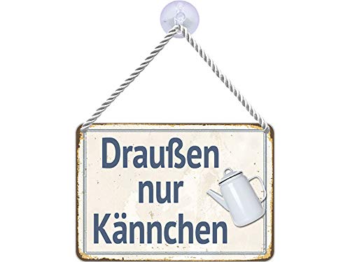 Blechwarenfabrik Braunschweig Kultschild Draußen nur Kännchen aus Blech Mehrfarbig, Maße: 16,5cm x 11,5cm x 0,6cm, KH051 von Blechwaren Fabrik Braunschweig GmbH