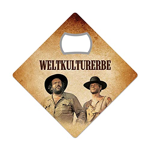 Blechwaren Fabrik Braunschweig GmbH - Bud Spencer & Terence Hill Kult-Magnetöffner - 9x9 cm - Metall - Flaschenöffner von Blechwaren Fabrik Braunschweig GmbH