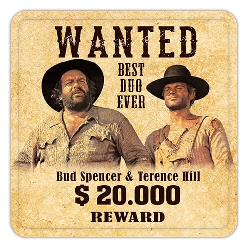 Bud Spencer und Terence Hill - WANTED - BEST DUO EVER - Untersetzer Coaster - 10 x10 cm DT06 von Blechwaren Fabrik Braunschweig GmbH