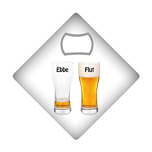 EBBE FLUT BIERGLAS VOLL UND LEER - KULT-MAGNETÖFFNER - FLASCHENÖFFNER - UNTERSETZER - COASTER - 9X9 cm KM050 von Blechwaren Fabrik Braunschweig GmbH