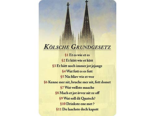 Kölsche Grundgesetz als Blechschild 20x30 cm Kölsches Karneval Kölle Cologne Dom von Blechwaren Fabrik Braunschweig GmbH