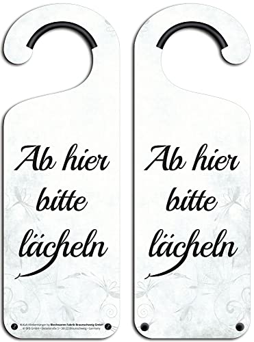 Kult-Klinkenhänger Türhänger Doorhanger - AB HIER BITTE LÄCHELN - KL09 Türschild Blechschild von Blechwaren Fabrik Braunschweig GmbH