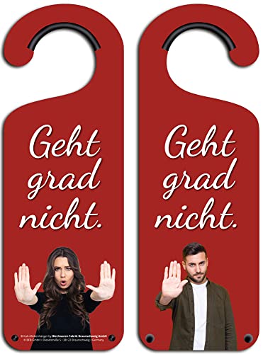 Blechwaren Fabrik Braunschweig GmbH Kult-Klinkenhänger Türhänger - GEHT GRAD NICHT ! TÜR STOP - Aluminium 26x9 cm von Blechwaren Fabrik Braunschweig GmbH