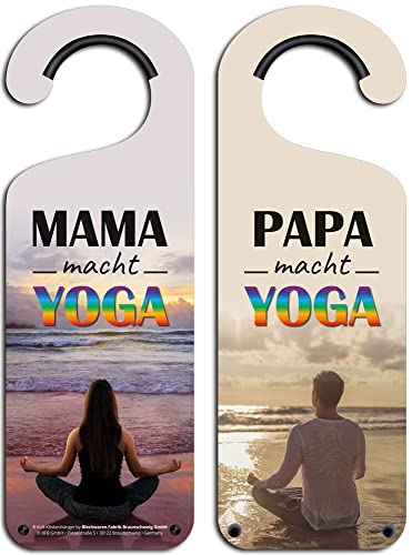 Kult-Klinkenhänger Türhänger Doorhanger - MAMA/PAPA MACHT YOGA - KL14 Türschild Blechschild von Blechwaren Fabrik Braunschweig GmbH