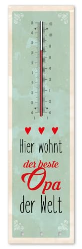 Kult-Thermometer + Schlüsselhalter - Der beste Opa der Welt - Alu Innen+Aussen T012 von Blechwaren Fabrik Braunschweig GmbH