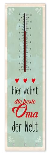 Kult-Thermometer + Schlüsselhalter - Die beste Oma der Welt - Alu Innen+Aussen T011 von Blechwaren Fabrik Braunschweig GmbH