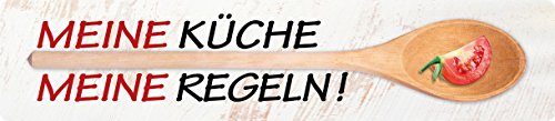 MEINE KÜCHE MEINE REGELN ! Straßenschild Magnet aus Blech 16x3,5 cm STR-M 29 von Blechwaren Fabrik Braunschweig GmbH
