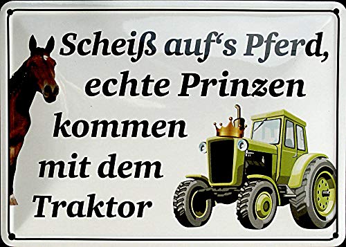 Scheiß auf's Pferd/Traktor - 10x15 cm Blechkarte Blechschild PC302/173 von Blechwaren Fabrik Braunschweig GmbH