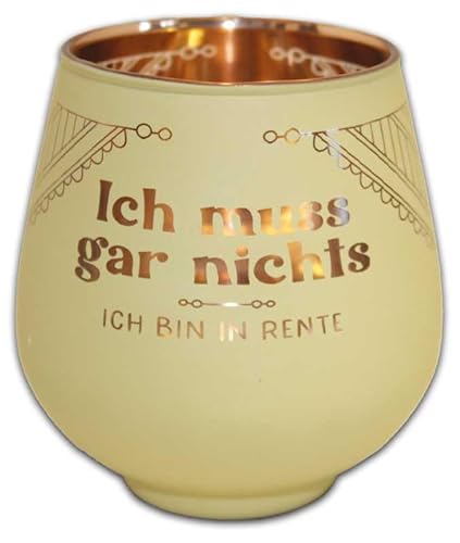 Windlicht aus Glas - gelaserte Schrift - Ich muss gar Nichts - KKL20 Windlichtglas Kultlicht von Blechwaren Fabrik Braunschweig GmbH