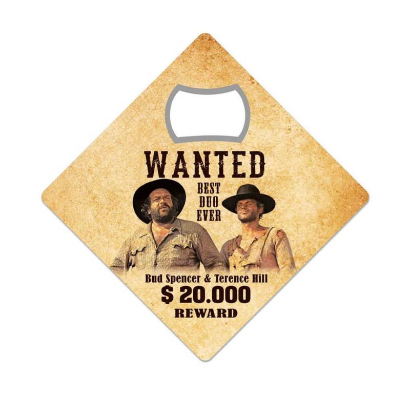Blechwaren Fabrik Braunschweig Flaschenöffner Bud Spencer & Terence Hill Flaschenöffner Magnet Wanted (1-tlg), Offiziell lizenzierter, Flaschenöffner Magnet von Blechwaren Fabrik Braunschweig