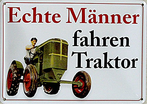 Echte Männer fahren Traktor Blechpostkarte, 15 x 11 cm von Blechwaren Fabrik Braunschweig