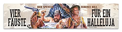 Blechwarenfabrik Braunschweig Bud Spencer und Terence Hill Vier Fäuste für ein Halleluja Magnet-Dekoschild aus Blech Mehrfarbig, Maße: 16cm x 3,5cm, STRMC01 von Blechwarenfabrik Braunschweig