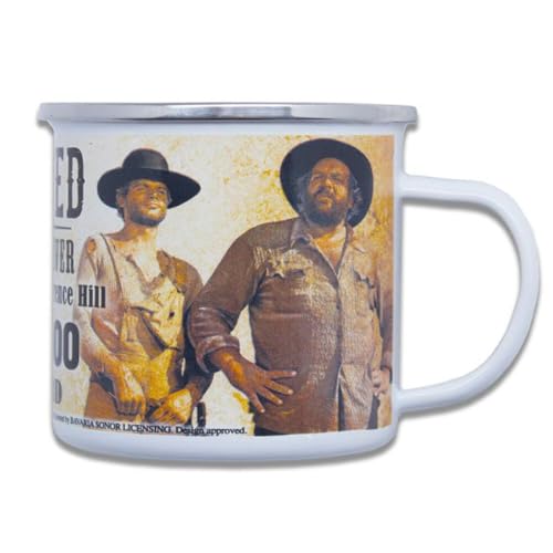Blechwarenfabrik Braunschweig Bud Spencer und Terence Hill Wanted Best Duo Ever Becher aus Emaille Mehrfarbig 0,5L, Maße: 9cm x 9cm, EBT04 von Blechwaren Fabrik Braunschweig GmbH