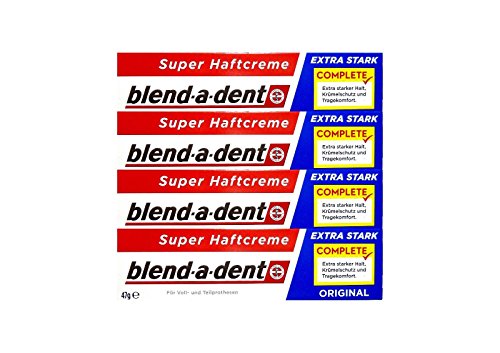 4 x 47g blend-a-dent Original Super Haftcreme - Extra Stark - Complete von Blend-a-dent
