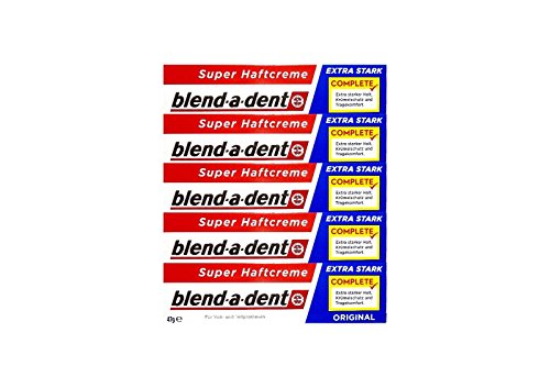 5 x 47g blend-a-dent Original Super Haftcreme - Extra Stark - Complete von Blend-a-dent