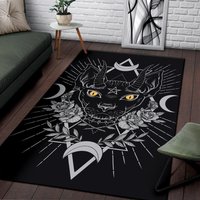 Gothic Okkult Schwarze Katze Einzigartiger Sphinx Stil Bereich Teppich Super Farbe Version-Gothic Dekor von BlendedExtreme