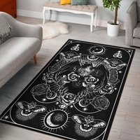 Okkult Leviathan Moth Crow Eye Secret Power Area Rug Gothic Teppich- Deko- Totenkopf Teppich - Möbel Wand von BlendedExtreme