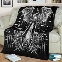 Schädel Fledermaus Skelett Sarg Decke Schwarz Weiß-Gothic Decke-Gothic Dekor-Skull Decke-Fledermausschädel von BlendedExtreme