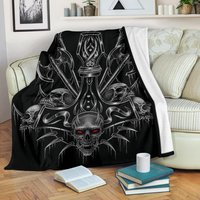 Totenkopf Wikinger Thors Hammer Schwert Decke Ehrfürchtig Silber Dämon Rot Auge-Wikinger Schädel Decke-Wikinger Deko von BlendedExtreme