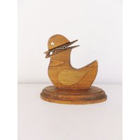 Holz Ente Notizklammer Schreibtisch Clip Mid Century Kinder Dekor 1950Er Jahre Clip Büroklammer Vintage 1940Er Vogel von BlendedSplendid