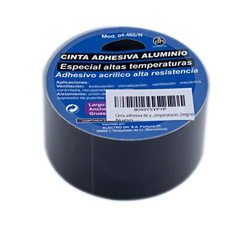 Blendend 10 Meter Aesiv-Klebeband aus Aluminium, schwarz, hochfestes Acryl, speziell für hohe Temperaturen. von Blendend