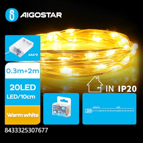 Blendend Kupferdraht Lichterkette mit 3AA Batterie, warmweiß, 2 m Blendend Kupferdraht Lichterkette mit 3AA Batterie, warmweiß, 2 m von Blendend