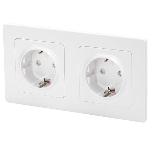 Einbausteckdose – Unterputz-Installationsgerät, verfügt über zwei Anschlussanschlüsse, kompaktes Design und robuster Kunststoff. Ideal zur Raumoptimierung von Blendend