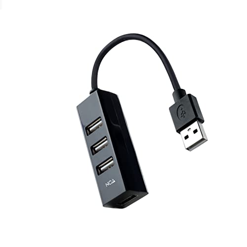 USB-2.0-Hub mit 4 USB-A-Buchsen und integriertem 15 cm langem USB-A-Stecker-Kabel, schwarz, ideal zum Erweitern der USB-Verbindungen Ihrer Geräte. von Blendend