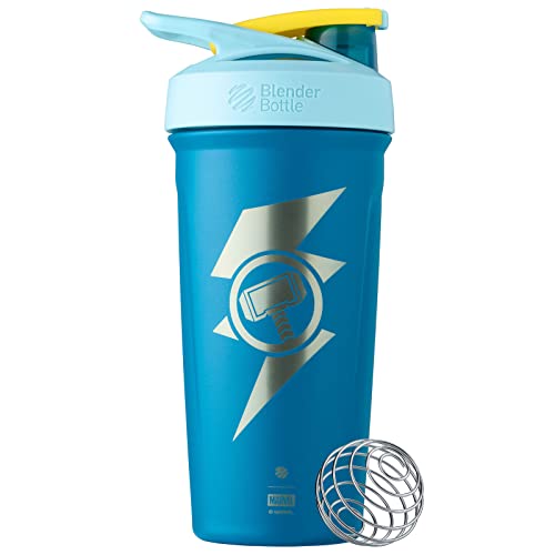Blender Bottle Marvel Strada Cup Isolierte Edelstahl-Streuflasche mit Drahtbesen, 680 ml, Thorhammer von BlenderBottle