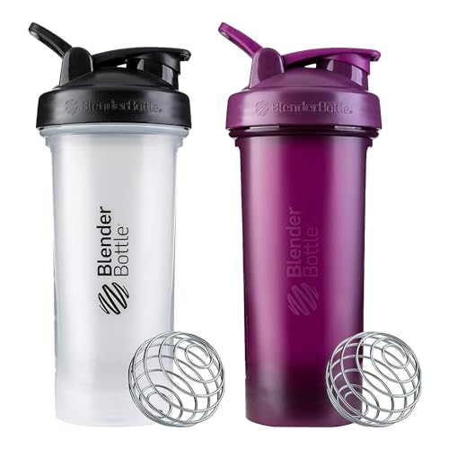 BlenderBottle Klassische V2-Shaker-Flasche, perfekt für Protein-Shakes und Pre-Workout, 800 ml, Farben können variieren, 2 Stück von BlenderBottle