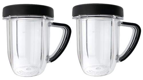 Blendin Ersatzbecher mit Griff, 850 ml, mit Lippenringteil, kompatibel mit Nutribullet RX 1700W NB-301, N17-1001, NBM-U0272 Mixer, 2 Stück, RX30OZCP von Blendin