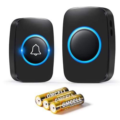 Blendura Funk-Türklingel Set, 300m Funkreichweite Türklingel IP44 Wasserdicht Elektronischer Türklingel Haustürklingel Empfängern, 60 Melodien, 5 Lautstärkestufen, Schwarz von Blendura