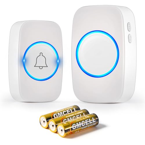 Blendura Funk-Türklingel Set, 300m Funkreichweite Türklingel IP44 Wasserdicht Elektronischer Türklingel Haustürklingel Empfängern, 60 Melodien, 5 Lautstärkestufen, Weiß von Blendura