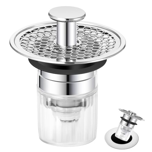 Blendura Waschbeckenstöpsel(32-42mm), Abflussstopfen Waschbecken mit Haarsieb Pop Up Abflusssieb, Bodenablauf Filter aus Edelstahl, Abflussstopfen mit Sieb Abnehmbar für Bad und Küche von Blendura