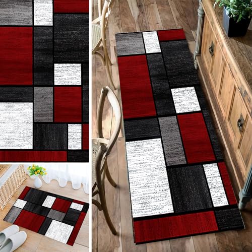 Bleockth Teppich Läufer Flur, Waschbar rutschfest 110x140cm Flurteppich Flurläufer Lange Küchenläufer für Korridor Schlafzimmer, Modern Küchen Teppich Polyester Anpassbar von Bleockth