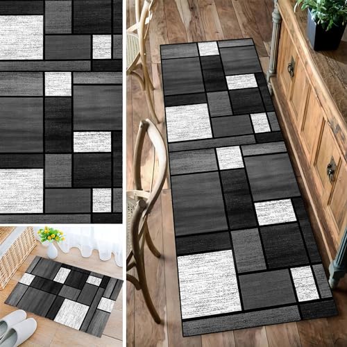 Bleockth Teppich Läufer Flur, Waschbar rutschfest 40x100cm Flurteppich Flurläufer Lange Küchenläufer für Korridor Schlafzimmer, Modern Küchen Teppich Polyester Anpassbar von Bleockth