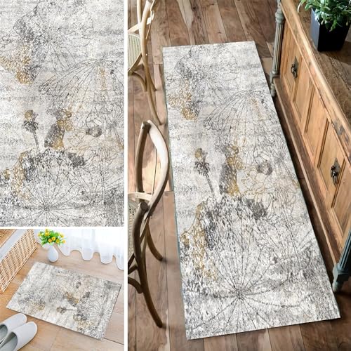 Bleockth Teppich Läufer Flur, Waschbar rutschfest 40x120cm Flurteppich Flurläufer Lange Küchenläufer für Korridor Schlafzimmer, Modern Küchen Teppich Polyester Anpassbar von Bleockth