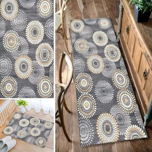 Bleockth Teppich Läufer Flur, Waschbar rutschfest 40x220cm Flurteppich Flurläufer Lange Küchenläufer für Korridor Schlafzimmer, Modern Küchen Teppich Polyester Anpassbar von Bleockth