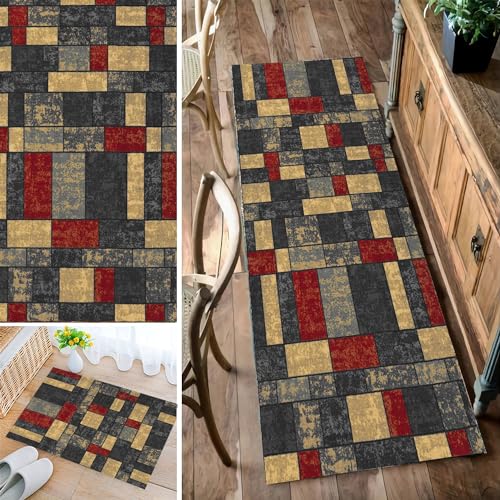 Bleockth Teppich Läufer Flur, Waschbar rutschfest 40x80cm Flurteppich Flurläufer Lange Küchenläufer für Korridor Schlafzimmer, Modern Küchen Teppich Polyester Anpassbar von Bleockth