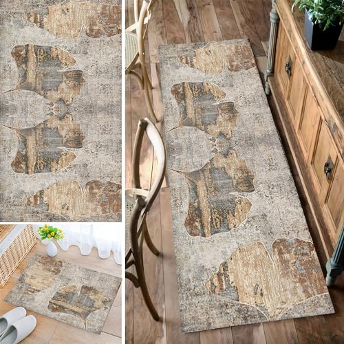 Bleockth Teppich Läufer Flur, Waschbar rutschfest 60x150cm Flurteppich Flurläufer Lange Küchenläufer für Korridor Schlafzimmer, Modern Küchen Teppich Polyester Anpassbar von Bleockth