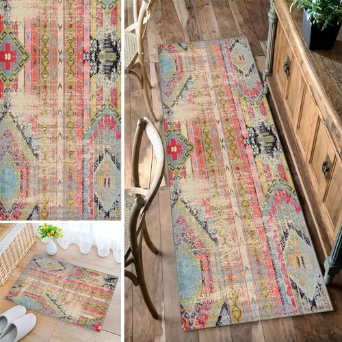 Bleockth Teppich Läufer Flur, Waschbar rutschfest 72x200cm Flurteppich Flurläufer Lange Küchenläufer für Korridor Schlafzimmer, Modern Küchen Teppich Polyester Anpassbar von Bleockth