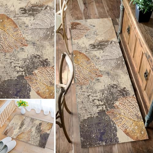 Bleockth Teppich Läufer Flur, Waschbar rutschfest 80x200cm Flurteppich Flurläufer Lange Küchenläufer für Korridor Schlafzimmer, Modern Küchen Teppich Polyester Anpassbar von Bleockth