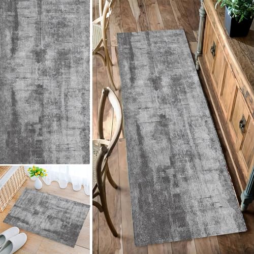 Bleockth Teppich Läufer Flur, Waschbar rutschfest 80x250cm Flurteppich Flurläufer Lange Küchenläufer für Korridor Schlafzimmer, Modern Küchen Teppich Polyester Anpassbar von Bleockth
