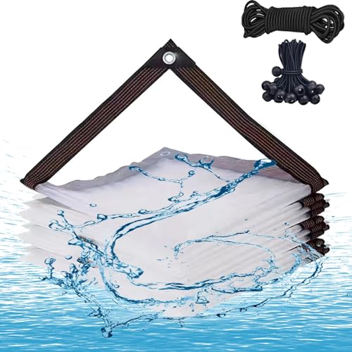 Transparente Plane mit Ösen, wasserdichte 2.5x4.5m PVC Abdeckplane Durchsichtig für AußEnbereich, Abdeckplane Gartenmöbel für den Außenbereich Einsetzbar Regendicht, mit Bindeseil von Bleockth