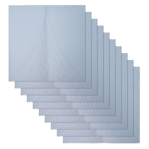 10 x 3D-Schaumstofffliesen-Wandaufkleber, wasserdicht, schallisoliert, Paneele für Schlafzimmer, Wohnzimmer, Küche und Glas-Wanddekoration (blau) von BlesConi