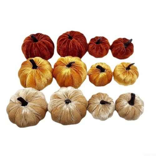 12 Kürbisse aus Kunstsamt mit weichem Schaumstoff innen, entworfen für Herbst- und Halloween-Dekoration, ideal für Kaminsims, Tische und saisonale Arrangements 12 Kürbisse aus Kunstsamt mit weichem Schaumstoff innen, entworfen für Herbst- und Halloween-Dekoration, ideal für Kaminsims, Tische und saisonale Arrangements von BlesConi