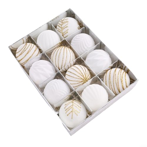 12 Weihnachtskugel-Ornamente für Weihnachtsbaumdekoration, hergestellt aus PET-Material, geeignet für Hochzeitszeremonie, Party und Heimdekoration (A) von BlesConi