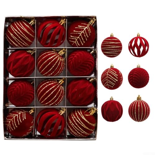 12 Weihnachtskugel-Ornamente für Weihnachtsbaumdekoration, hergestellt aus PET-Material, geeignet für Hochzeitszeremonie, Party und Heimdekoration (D) von BlesConi